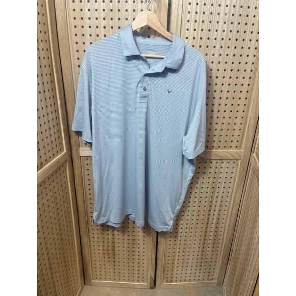 Callaway Other - Callaway Men Opti-Dri Golf Polo Shirt XL Light Blue Striped Performance Short SS